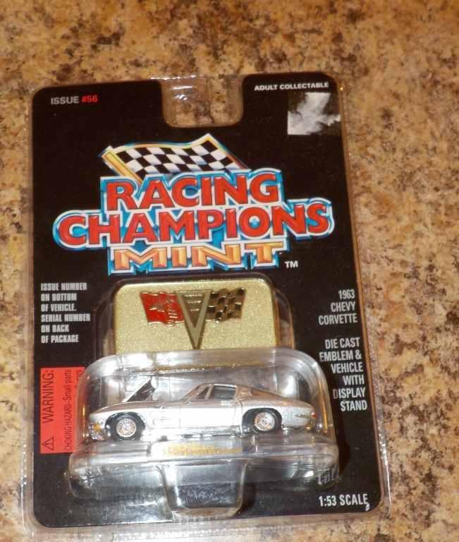 Racing Champions Mint 1/53rd Scale 1963 Corvette with Display Stand