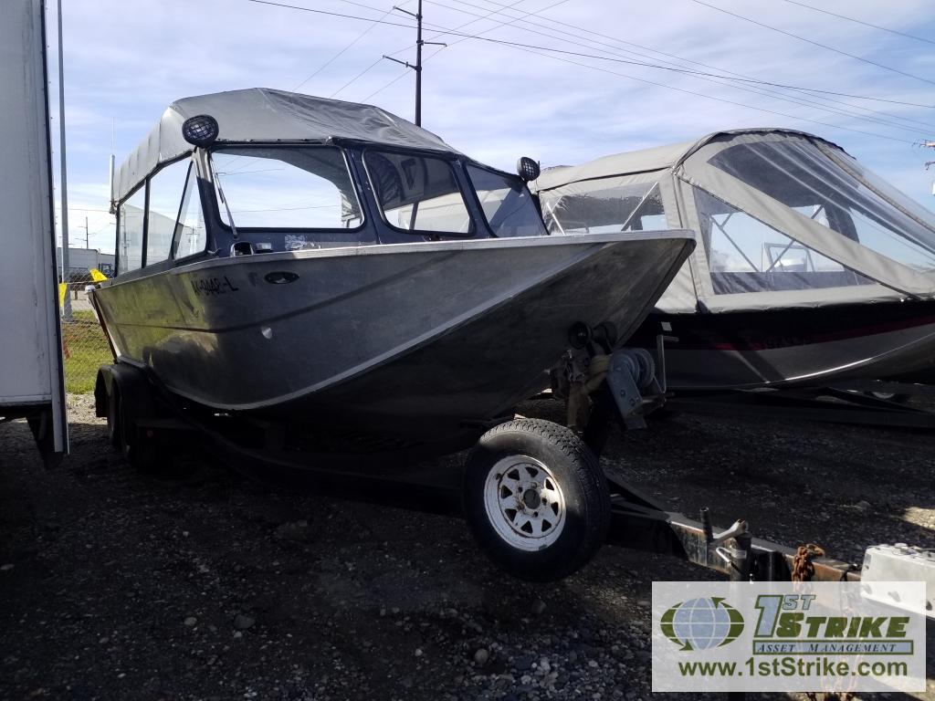 BOAT, DUCKWORTH RIVER BOAT, 23FT X 8FT, INBOARD 212 HAMILTON JET, 454 MOTOR. WITH TRAILER