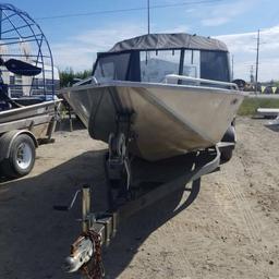 BOAT, 1990 DUCKWORTH, 17FT, 5.0L, AMERICAN TURBINE JET, CANVAS TOP, SN:FSM01084K990 ON 1990 TRAILER