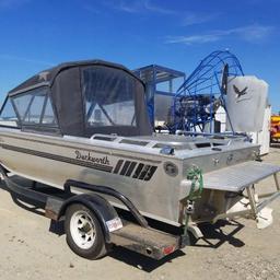 BOAT, 1990 DUCKWORTH, 17FT, 5.0L, AMERICAN TURBINE JET, CANVAS TOP, SN:FSM01084K990 ON 1990 TRAILER