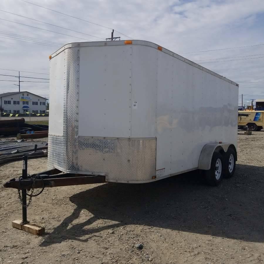 ENCLOSED TRAILER, 2014, V NOSE, 3500LB AXLES, 14FT, REAR DROP RAMP