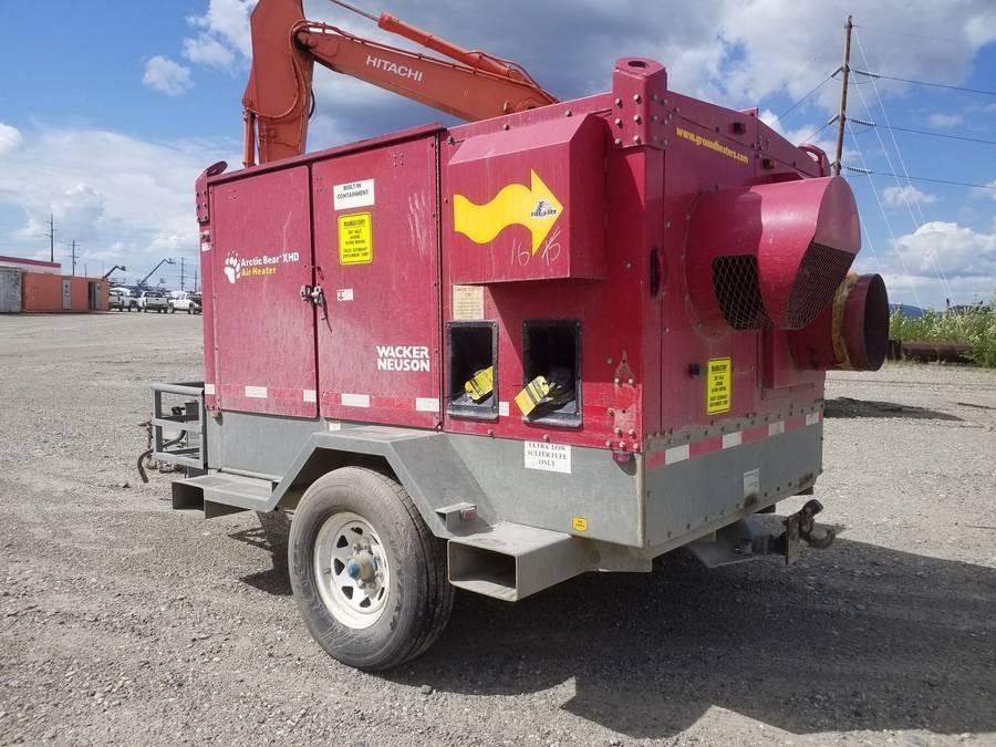 HEATER, 2008 WACKER NEUSON ARCTIC BEAR XHD, 766000 BTU PER HOUR MAX, 4CYL KUBOTA DIESEL ENGINE, TRAI