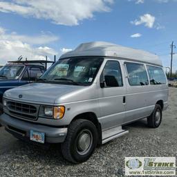 2001 FORD E-350 VAN, 5.4L TRITON GAS, 2WD, WHEEL CHAIR RAMP