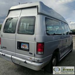 2001 FORD E-350 VAN, 5.4L TRITON GAS, 2WD, WHEEL CHAIR RAMP