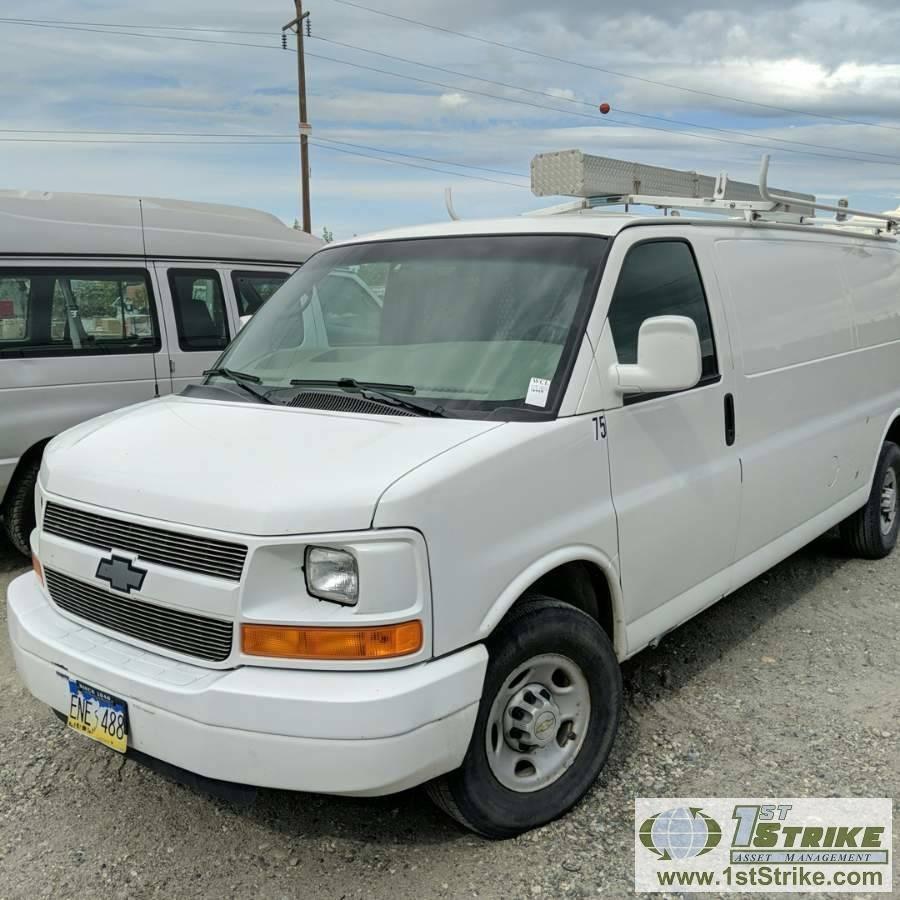 2004 CHEVROLET EXPRESS VAN 2500, 6.0L GAS, 2WD, CARGO SHELVES, LADDER RACK