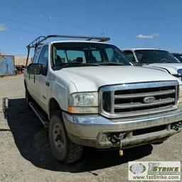 2004 FORD F-250 SUPERDUTY XLT, 6.0L POWERSTROKE DIESEL, 4X4, CREW CAB, SHORT BED, LADDER RACK