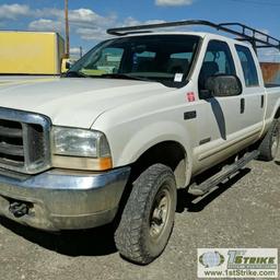 2004 FORD F-250 SUPERDUTY XLT, 6.0L POWERSTROKE DIESEL, 4X4, CREW CAB, SHORT BED, LADDER RACK