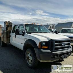 2006 FORD F-450 SUPERDUTY XL, 6.0L POWERSTROKE DIESEL, 4X4, DUALLY, CREW CAB, WELDING BED