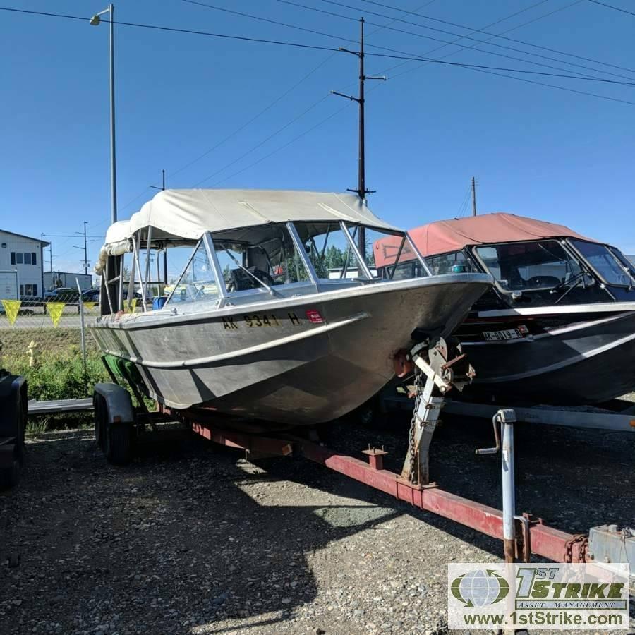 BOAT, 1981 ALMAR JETLINE, ALUMINUM 22FT, FORD 351 GAS MOTOR, HAMILTON 3 STAGE JET UNIT, 385HP,Â CANV