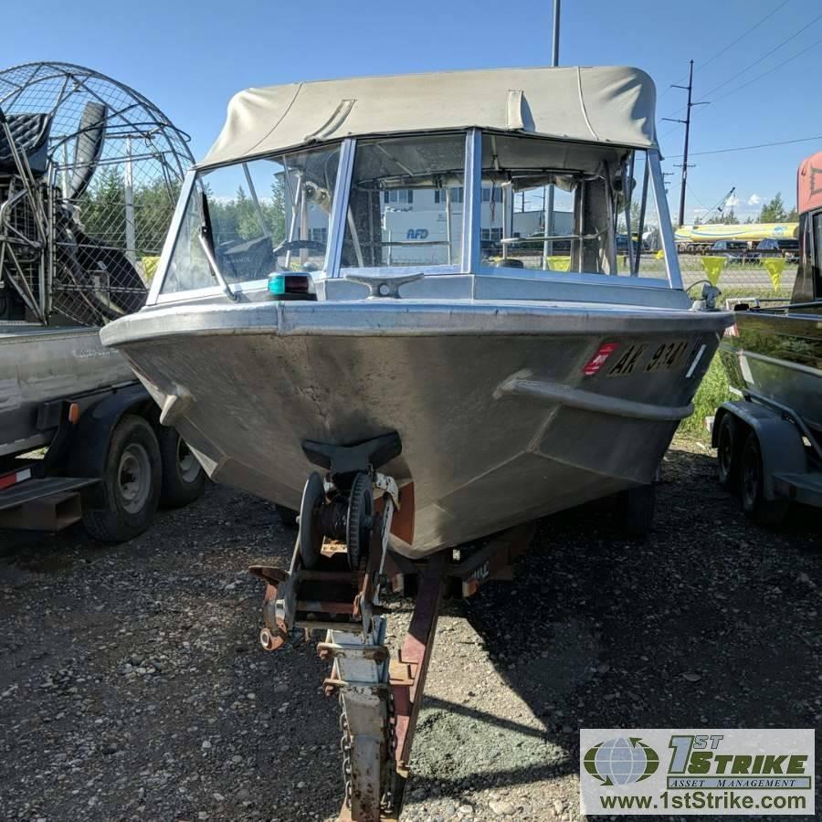 BOAT, 1981 ALMAR JETLINE, ALUMINUM 22FT, FORD 351 GAS MOTOR, HAMILTON 3 STAGE JET UNIT, 385HP,Â CANV