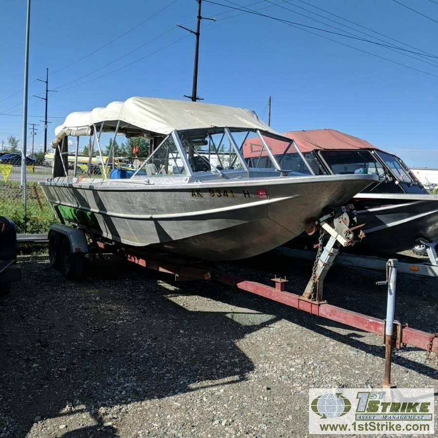 BOAT, 1981 ALMAR JETLINE, ALUMINUM 22FT, FORD 351 GAS MOTOR, HAMILTON 3 STAGE JET UNIT, 385HP,Â CANV