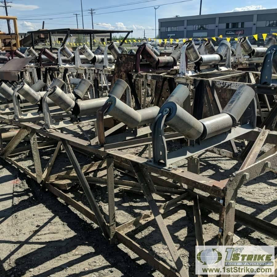 CONVEYOR, 3 SECTIONS WITH STANDS, APPROX 90FT LONG, 29-1/2IN WIDE BELT, 10HP