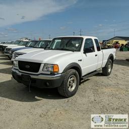 2001 FORD RANGER XLT, 4.0L GAS, 4X4, EXTENDED CAB