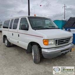 2006 FORD E-350 SUPERDUTY XLT VAN, 5.4L GAS, RWD, 11 PASSENGER