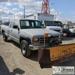 1991 CHEVROLET SILVERADO CHEYENNE, 6.2L DIESEL, 4X4, EXTENDED CAB, LONG BED, MEYER MODEL C-8 SNOWPLO