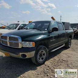 2002 DODGE RAM 1500, 4.7L MAGNUM, 4X4, CREW CAB, SHORT BED. RECONSTRUCTED TITLE