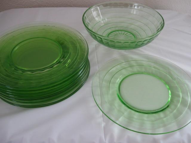 Green Depression Glassware