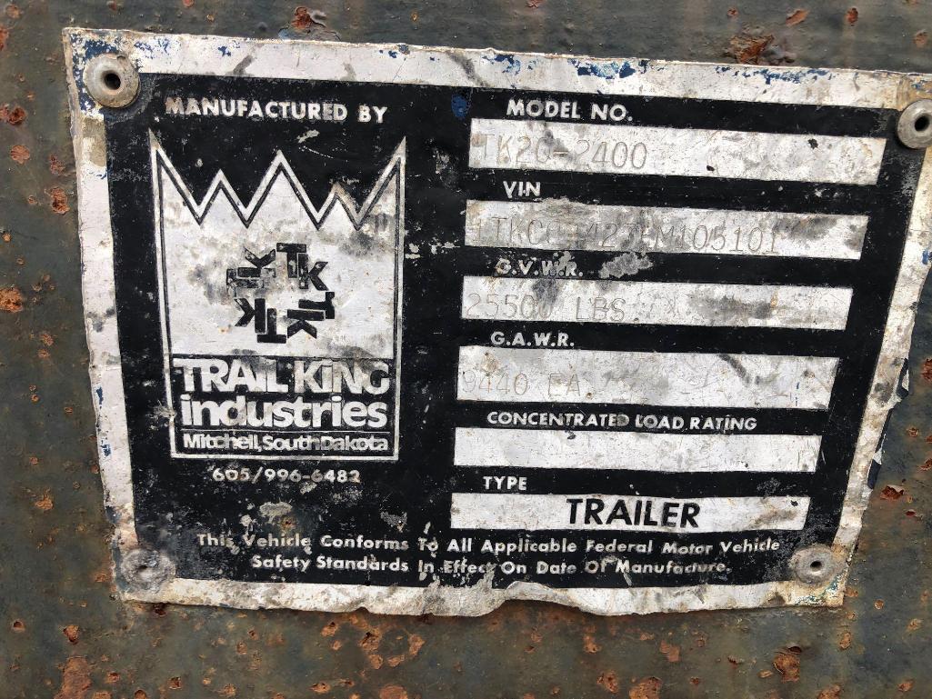 1985...TRAILKING TK20-2400 TAGALONG TRAILER VN:105101 equipped with 96in. x 19ft. deck, 5ft. beavert