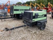 2018 SULLAIR 185DPQ-KU4F AIR COMPRESSOR powered by diesel engine, equipped with 185CFM, trailer