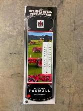 FIRST GEAR "MCCORMICK FARMALL" STAMPED STEEL THERMOMETER COLLECTIBLE . All Items need to be removed