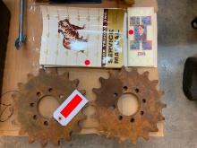PAIR OF MACK CHAIN DRIVE SPROCKETS WITH MACK FT & LJ SERVICE MANUALS SUPPORT EQUIPMENT . All Items