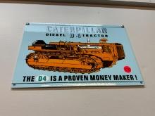 12IN. X 8IN. PORCELAIN "CATERPILLAR D4" SIGN COLLECTIBLE SIGN . All Items need to be removed by