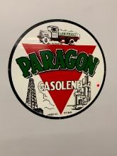 25.5IN. "PARAGON GASOLINE" PORCELAIN SIGN COLLECTIBLE SIGN . All Items need to be removed by March