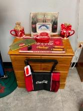 (2) DRAWER CABINET WITH ASSORTED COCA COLA MEMORABILIA COLLECTIBLE . All Items need to be removed by