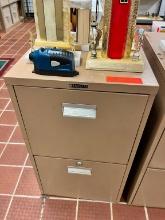 (2) DRAWER FILE CABINET WITH TROPHIES ON TOP SUPPORT EQUIPMENT . All Items need to be removed by