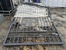 NEW GREATBEAR 14FT. BI-PARTING WROUGHT IRON GATE NEW SUPPORT EQUIPMENT With artwork "Deer" in the