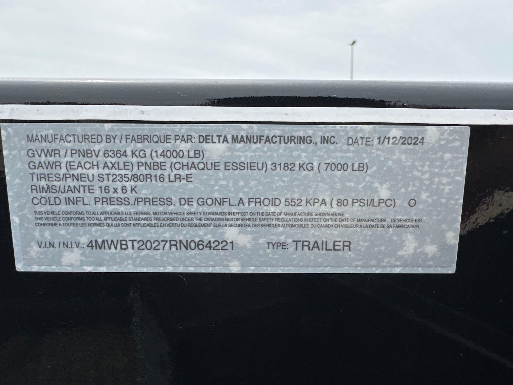 NEW 2024 DELTA 27TB 20FT. TAGALONG TRAILER V-064221... equipped with 16ft. Tilt deck, 4ft. Fixed dec