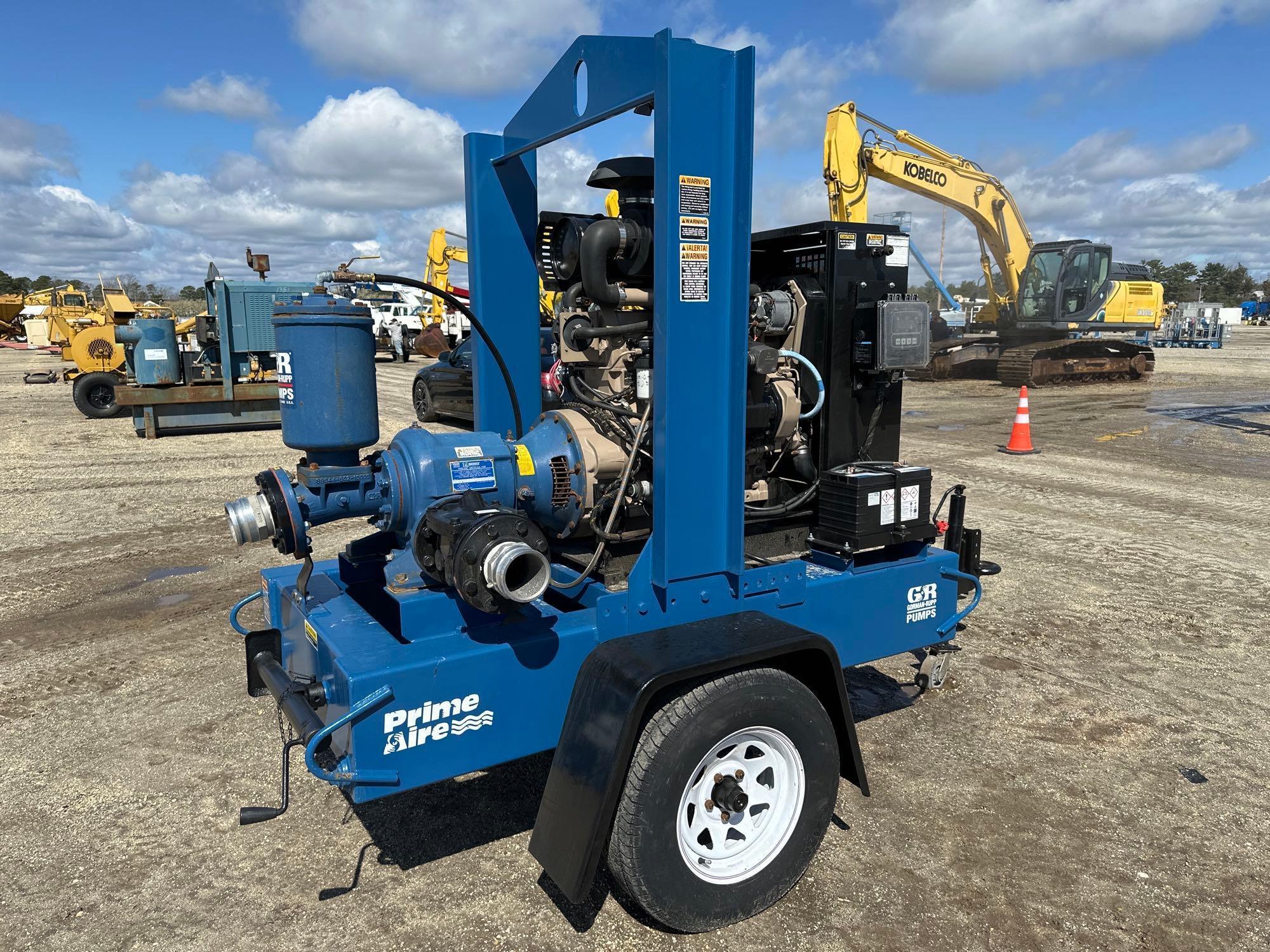 GORMAN RUPP... 4IN. WATER PUMP SN:1337507 powered by John Deere diesel engine, trailer mounted.BOS