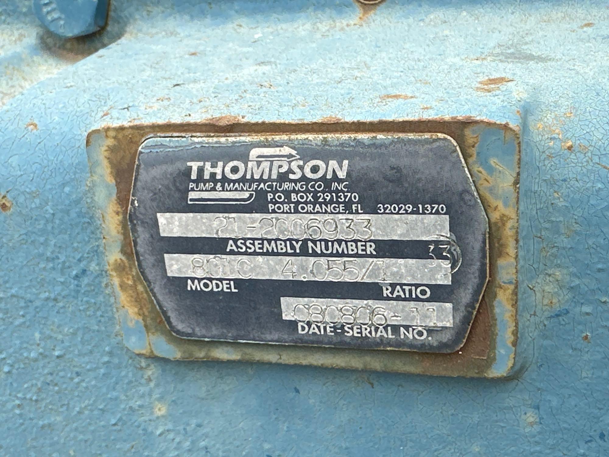 THOMPSON 8RW WATER PUMP powered by powered by John Deere diesel engine, equipped with 8in.