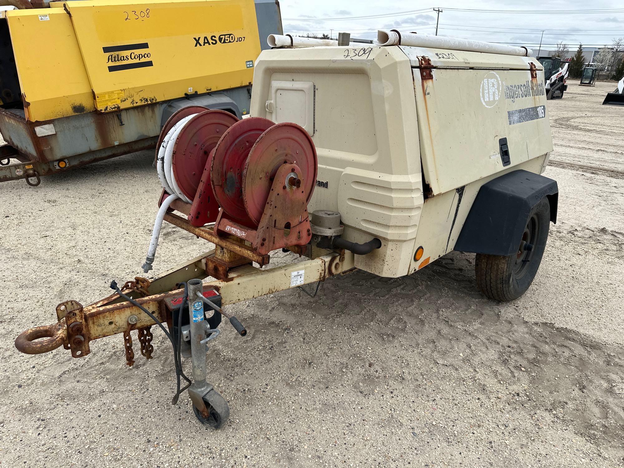 INGERSOLL RAND 185CFM AIR COMPRESSOR powered by diesel engine, equipped with 185CFM, trailer