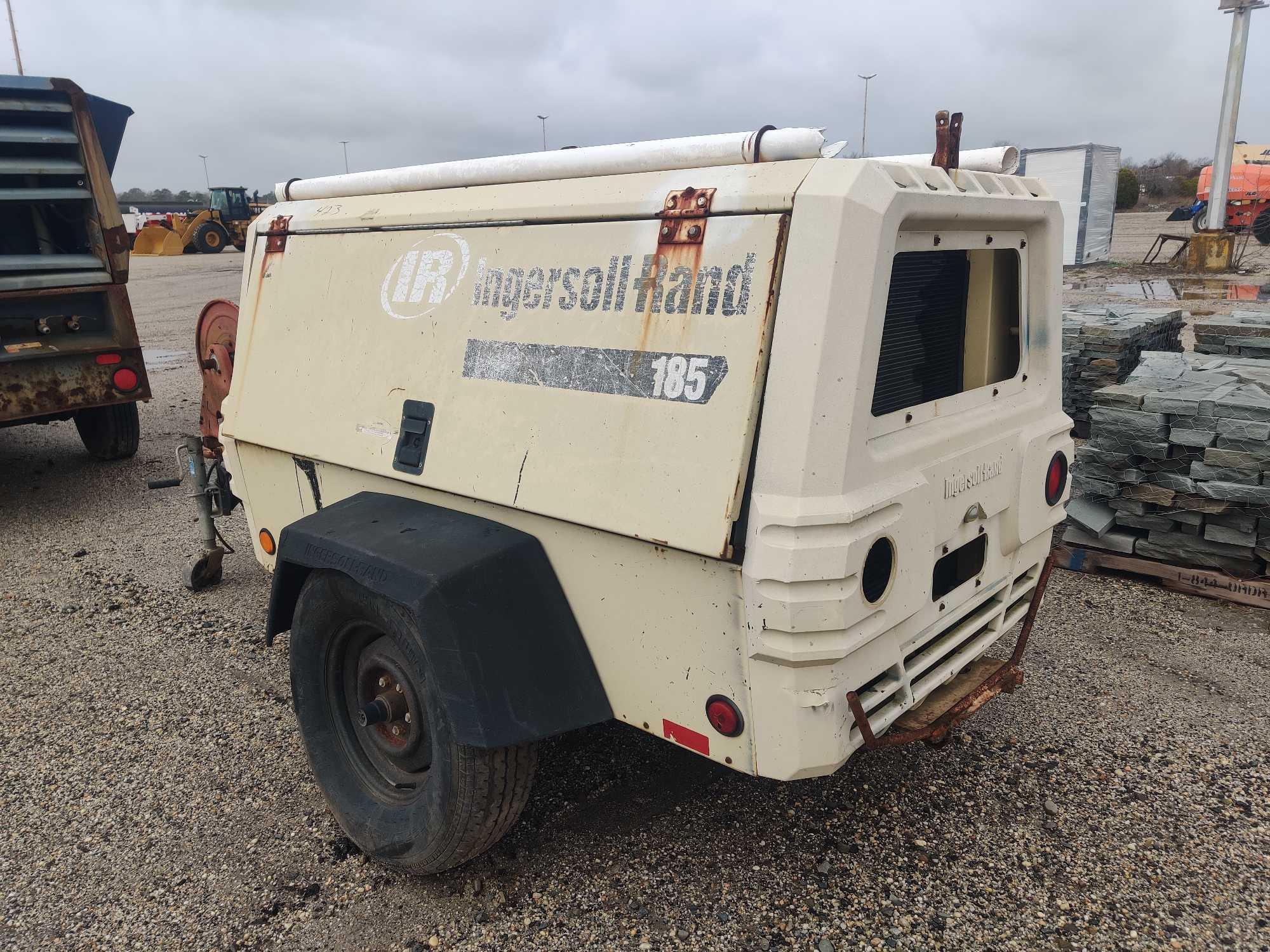 INGERSOLL RAND 185CFM AIR COMPRESSOR powered by diesel engine, equipped with 185CFM, trailer