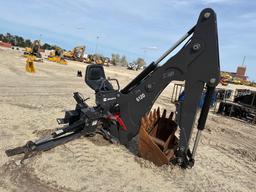 NEW BRADCO 1612 BACKHOE SKID STEER ATTACHMENT SN-249240...... hydraulic stab, locking boom, (2) digg