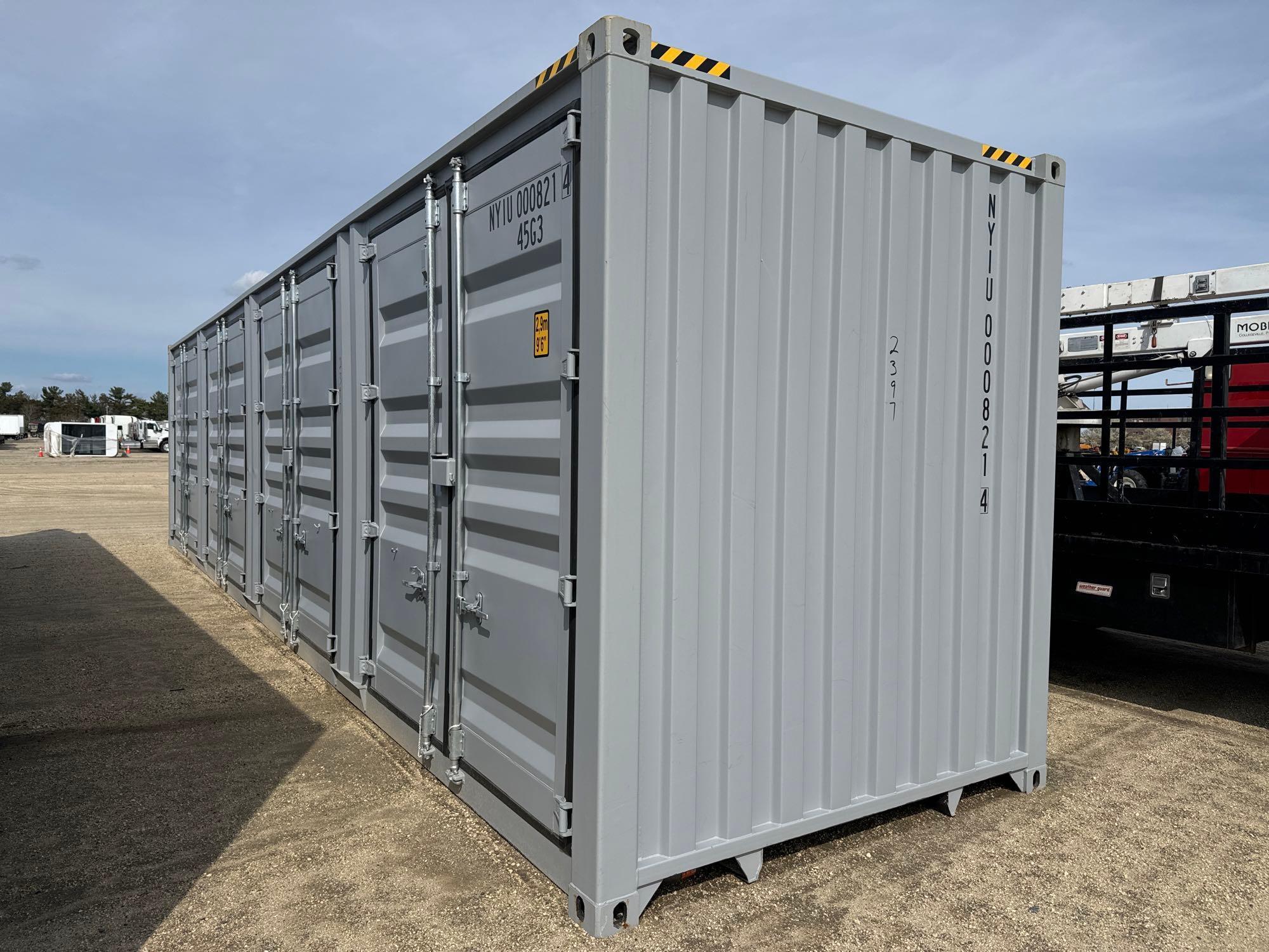 NEW 40FT. HIGH CUBE CONTAINER MULTI-USE CONTAINER Details: Four Side Open Door, one end door, lock