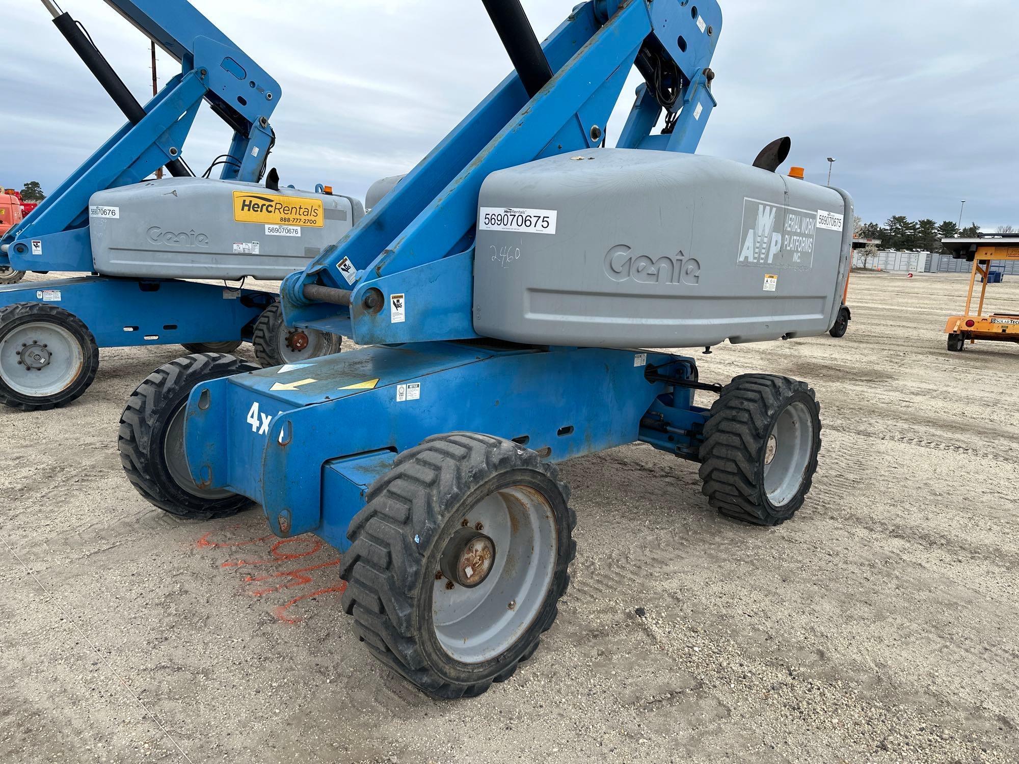 GENIE S60 BOOM LIFT SN:60049960 4x4, powered by diesel engine, equipped with 60ft. Platform height,