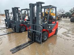 NEW HELI CPYD25 FORKLIFT SN:A8961 powered by LP engine, equipped with OROPS, 5,000lb lift capacity,