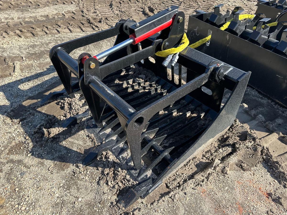 NEW MIDSTATE 45IN. GRAPPLE ROCK BUCKET SKID STEER ATTACHMENT