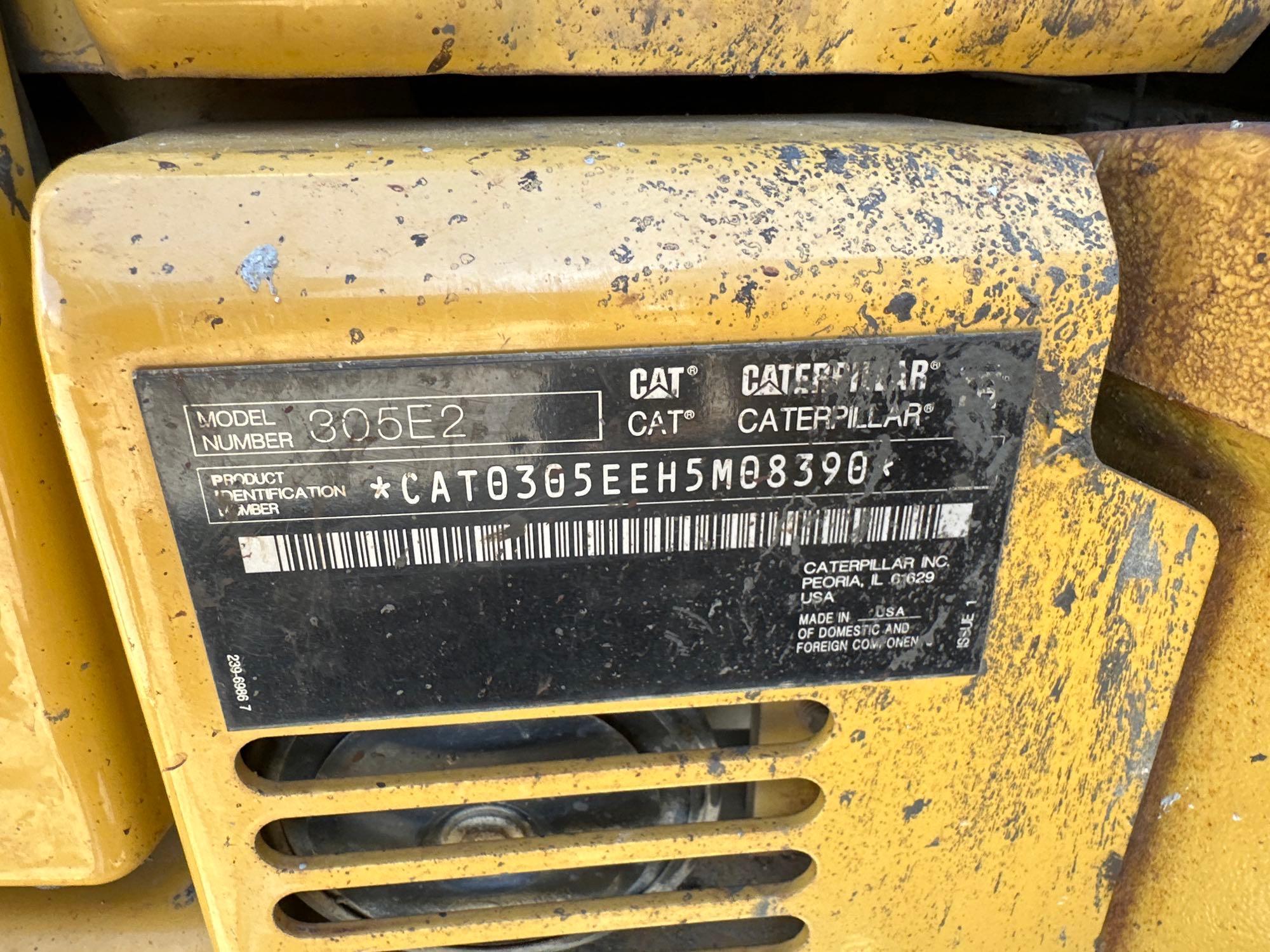 2018 CAT 305E2 HYDRAULIC EXCAVATOR SN:H5M08390 powered by Cat diesel engine, equipped with Cab, air,