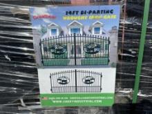 NEW GREATBEAR 14FT. BI-PARTING WROUGHT IRON GATE NEW SUPPORT EQUIPMENT With artwork "Ox in circular