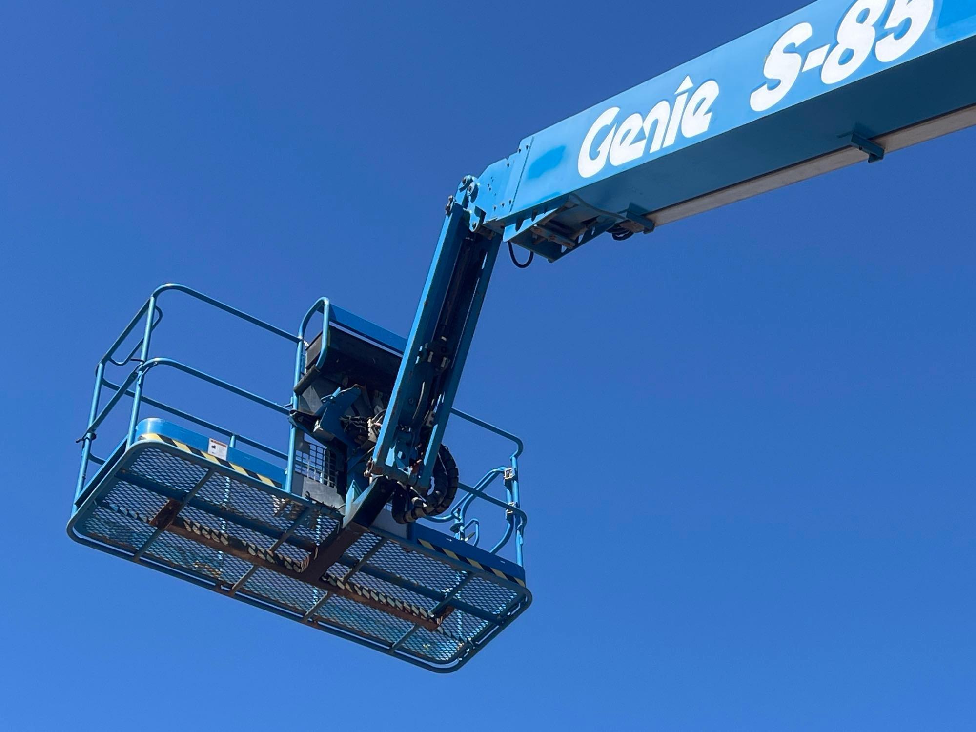 2011 GENIE S-85 BOOM LIFT SN:S8511-8620 4x4, powered by diesel engine, equipped with 85ft. Platform