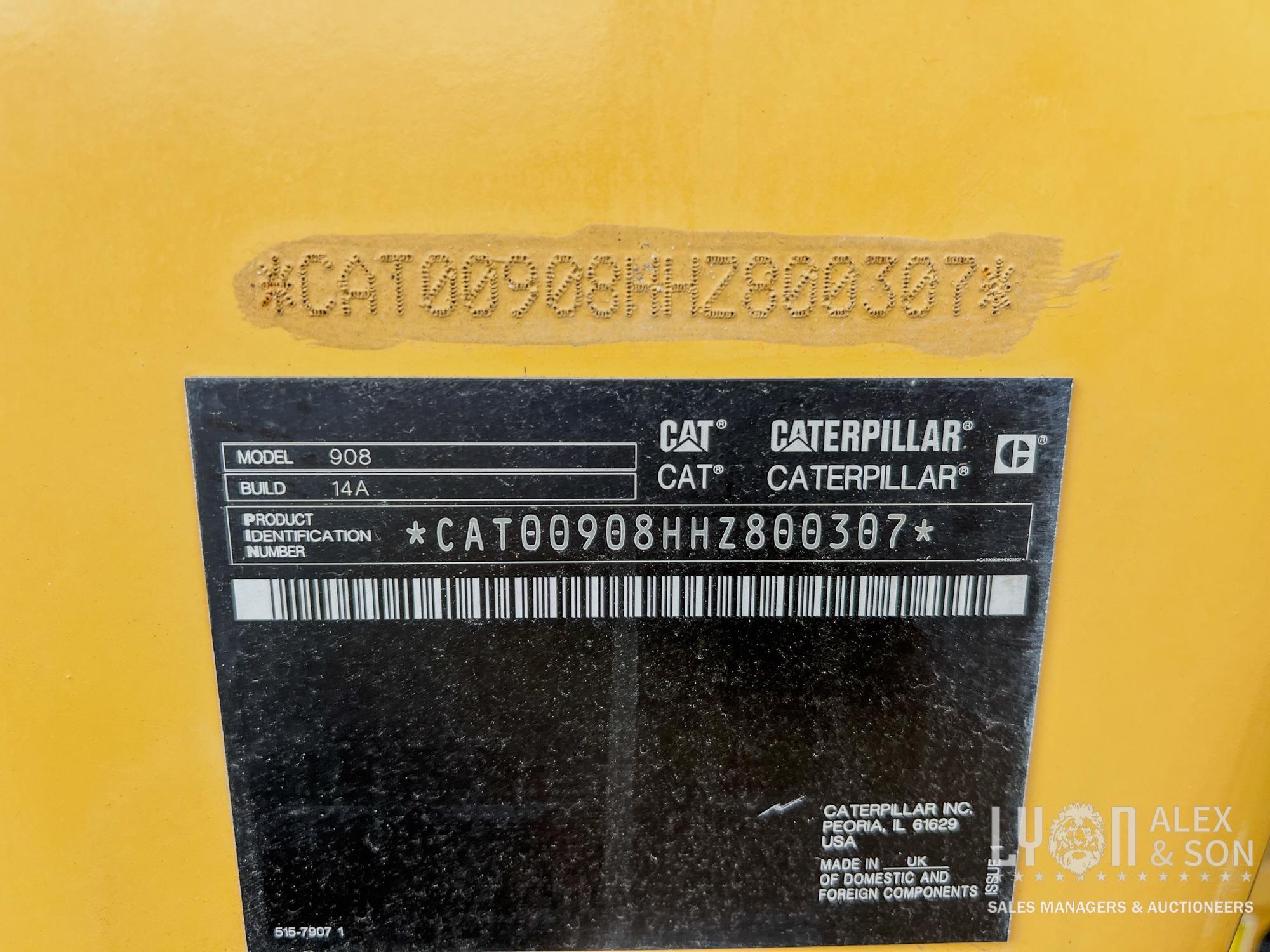 2023 CAT 908 RUBBER TIRED LOADER SN:HZ800307 powered by Cat diesel engine, equipped with EROPS, air,