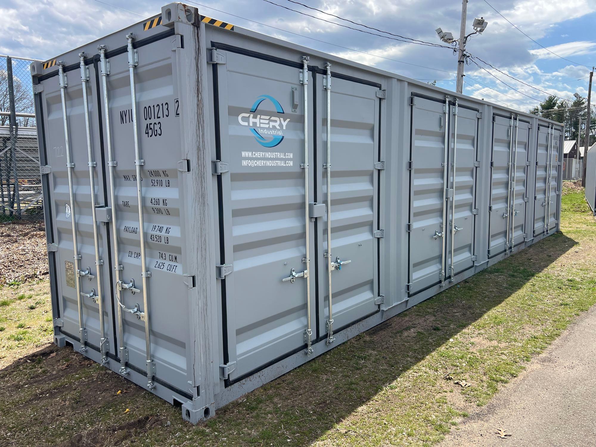 NEW 40FT. HIGH CUBE CONTAINER MULTI-USE CONTAINER Details: Four Side Open Door, one end door, lock