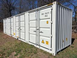 NEW 40FT. HIGH CUBE CONTAINER MULTI-USE CONTAINER Details: Four Side Open Door, one end door, lock