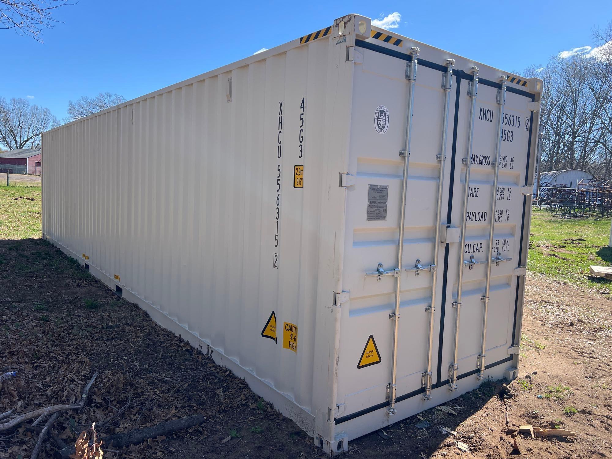 NEW 40FT. HIGH CUBE CONTAINER MULTI-USE CONTAINER Details: Four Side Open Door, one end door, lock