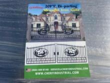 NEW GREATBEAR 20FT. BI-PARTING WROUGHT IRON GATE NEW SUPPORT EQUIPMENT With artwork "Deer" in the