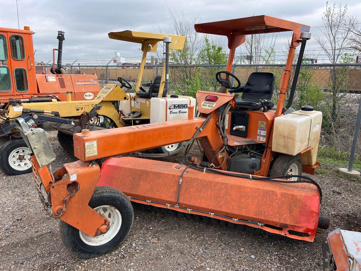 LAYMOR SM300 SWEEPER SN:342021 powered by Kubota 1505 diesel engine, equipped with OROPS, 8ft.