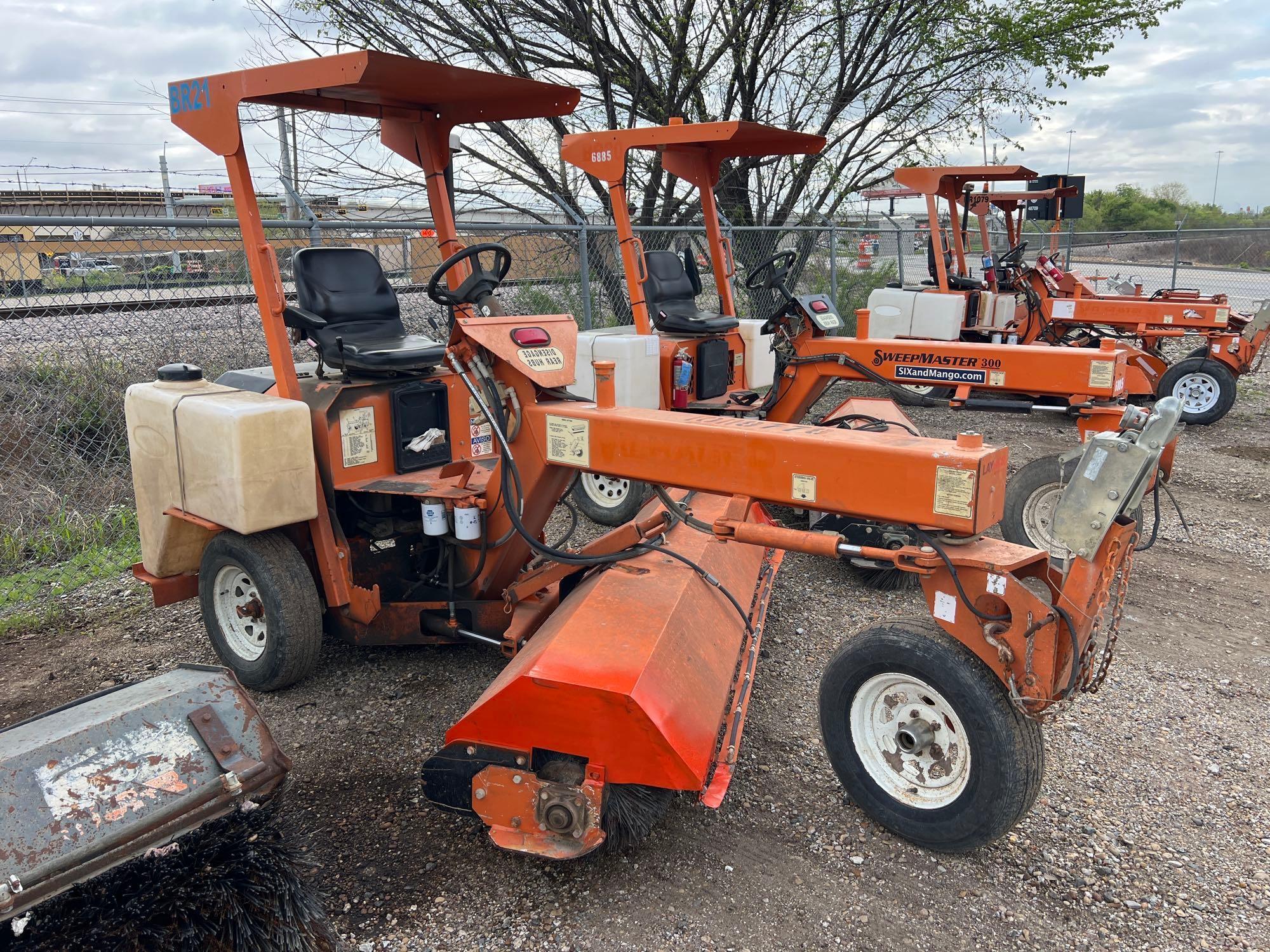 LAYMOR SM300 SWEEPER SN:342021 powered by Kubota 1505 diesel engine, equipped with OROPS, 8ft.